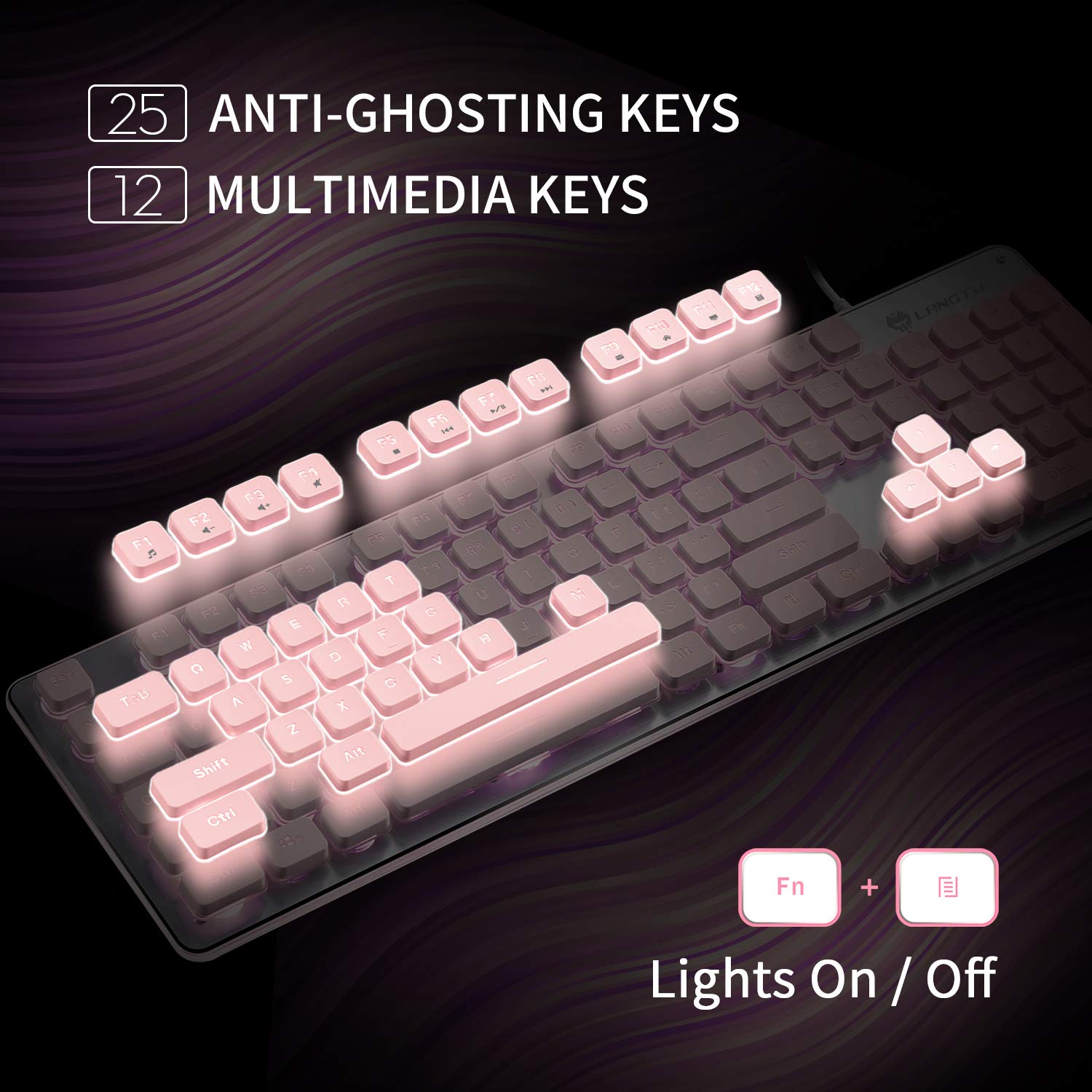 Amazon | LANGTU コンピューターキーボード バックライト付き LED